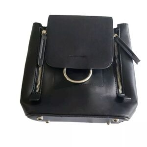 Lulus Bag Sidewalk Stunner Black Vegan Leather Chain Purse Top Handle Bag